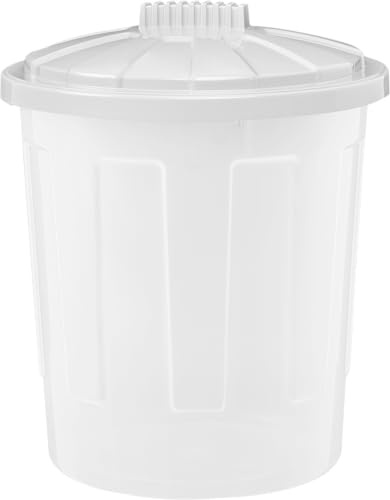 Muddy Hands 21 Litre Clear Plastic Bin with Grey Lid - Rubbish Waste Recycling Dustbin - Kids Bedroom Storage - Kitchen Dry Food Flour Container - Animal Feed Pet Dog Cat Bird Seed Storing Box