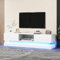 ZESTIFY 160 cm TV Stand with16 Colour RGB LED Lights, High Gloss Front TV Cabinet with 2 Drawers and 1 Open Storage Space, TV Unit for 70-79 inch TV for Living Room, White