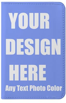 Porta passaporto personalizzato con foto, portafoglio da viaggio in pelle PU personalizzato per viaggiatori, custodia per passaporto personalizzabile con testo/logo, Stile 01., 5.67x7.87（20x14.4cm