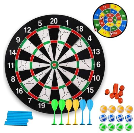29 Inch Dart Board Set,12 Sticky Balls and 6 Darts Safe Dart Games Double Sided Large Size Dartboard for Kids 3 4 5 6 7 8 8 9 10 12+ year Old Outdoor Party Adult Boys Girls Toy Birthday Gifts