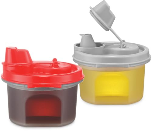 Signora Ware Oil and Vinegar Dispenser Set – 6.5oz Mini Sauce Bottles for Balsamic Vinegar, Soy Sauce – Salad Dressing Bottles with Easy Pour Spout – Airtight and Leakproof BPA-Free Plastic Containers