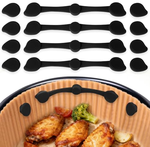 VINATO 12 Pezzi Magneti Friggitrici ad Aria, Fibbia magnetica in Silicone, Magnetica per Fissare Carta, Resistente al Calore Accessori da Cucina per Cucinare Cuocere Nelle Friggitrici ad Aria (Nero)