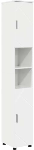 vidaXL Bathroom Tall Cabinet High gloss white 30 x 35 x 192 cm, Ample Storage for Modern Bathroom, Tall Cabinet with Doors, Adjustable Shelving Unit, Functional Organizer
