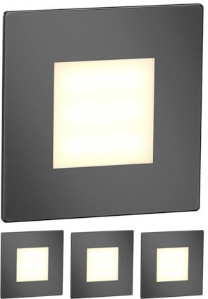 ledscom.de 4x LED Treppenlicht/Wandeinbauleuchte FEX für innen und außen, eckig, anthrazit, 85 x 85mm, warmweiß