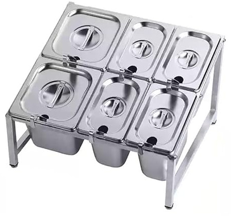 Pizza-Toppingstation, Pizza-Topping-Station, universelles Gewürz-Serviertablett für Pizzaofen, Zubehör, Outdoor, 304 Edelstahl, Gewürzbehälter mit Deckel (L)