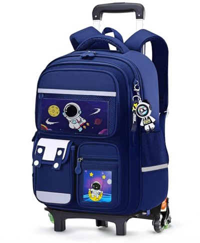 Amythe Schulranzen mit 6 Rollen & Reflektoren für Jungen, Blau | Schulrucksack Jungen für die 1.-4. Klasse (6-10 Jahre), Schultrolley 6-Rollen für Treppen, wasserdicht, leicht, ergonomisch