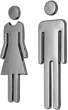 Segni da bagno unisex, Cartelli adesivi for bagno da uomo e donna, simboli, 1 paio(Silver)