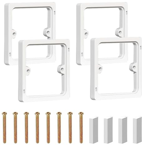 4-Pack Light Switch Spacer, Socket Spacer, 10mm Single Electrical Socket Spacer, ABS Square Spacer with Screws for Flush Wall Installation, White(86x86x10mm)