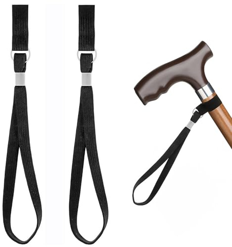 Lot de 2 Dragonnes pour Canne de Marche, Dragonne Canne, Dragonne Poignet Sécurisée et Réglable, Accessoires pour Béquilles et Cannes, Accroche Pratique pour Seniors et Mobilité Réduite