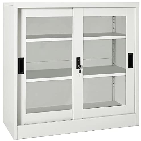 Solivagant Armoire à Portes coulissantes Gris Clair 90x40x90 cm Acier,(28.05 KG)