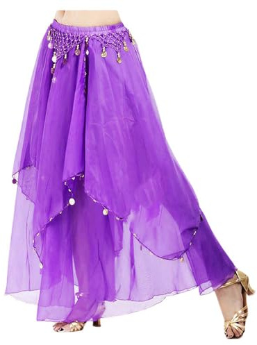 Wahrsagerin Kostüm Rock Damen Bauchtanz Kostüm Tanzrock Tüllrock Orientalische Bauchtänzerin Rock Asymmetrischer Bühnenrock Pailletten Rock Lang Karneval-Tanz-Outfit