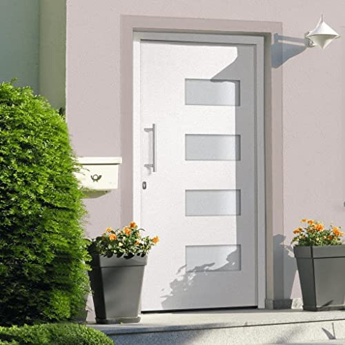 ChicAbode Haustür Aluminium und PVC 100x200cm Nebeneingangstür Kellertür Eingangstür Außentür Wohnungstür WeißLinks