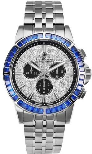 LOUIS XVI Majesté Iced Out 1138 - Ø43 mm - Herren Uhr - Wasserdicht - Mit Saphirglas - Armband Silber - Zifferblatt CZ-Diamanten - Schweizer Quarzwerk