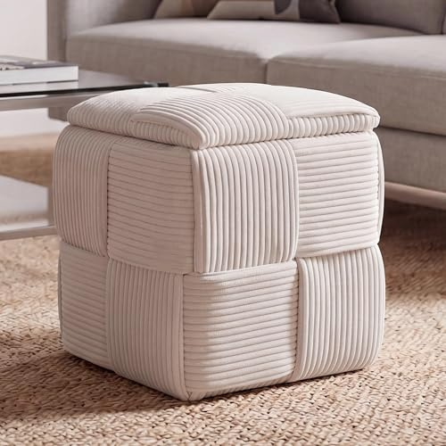 Mendler Hocker HWC-Q47 43x40x40cm Stoff - Creme
