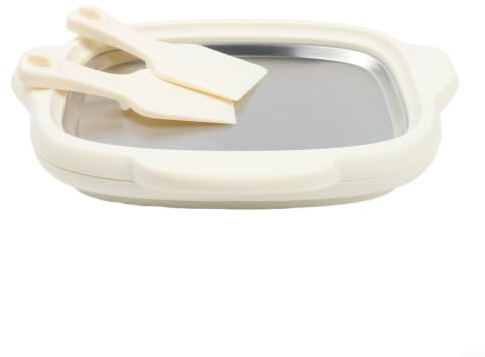 Zeroupshop Kit para hacer helados enrollados, bandeja de acero inoxidable de 25 x 19 cm con raspadores para hacer postres en el hogar, sorbetes, dulces, reuniones familiares (w)