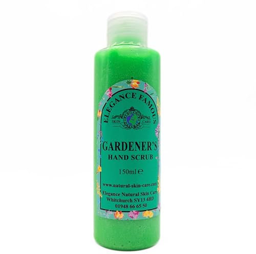 Famous Gardeners Hand Scrub 150ml with Lavender and Geranium by Elegance Natural Skin Care Exfoliating abrasive action removes dead skin cells and surface grime
