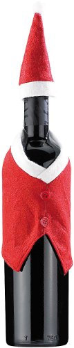 infactory Flaschen Tischdeko: Witziger Flaschenanzug Weihnachtsmann im 2er-Set (witzige Deko- & Party Flaschendeko, Flaschen Tischdekos, Weihnachten)