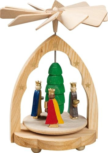 Weihnachtspyramide Erzgebirge Richard Glässer Seiffen Wärmespiel Heilige DREI Könige bunt, 01720