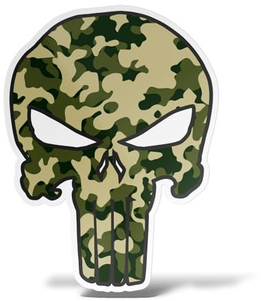 erreinge Aufkleber Armee-Militär tarnt Schädel-geformte Aufkleber PVC für Auto-Fenster Heckscheibe Moto Scooter Helm - 10 cm