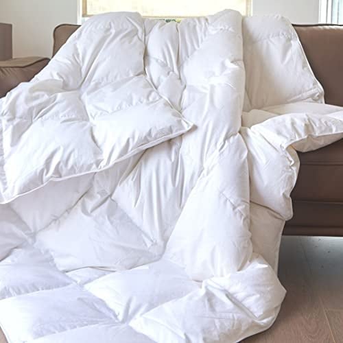 Royal Elite - Gänsefeder-Daunendecke, hergestellt in Kanada, RDS-zertifiziert, Ganzjahres-Federdaunen-Bettdecke, King-Size-Bett, 100 % Öko-Tex-zertifizierte Baumwolle, Außenhülle, 4 Eckschlaufen
