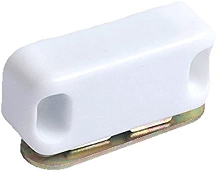 Merriway BH04807 (2 Pcs) Magnetic Cupboard Cabinet Door Catches, 42mm (1.5/8 inch) with Single Plate and Screws, 6 kg (13lb) Pull Strength White - Pack of 2 Pieces