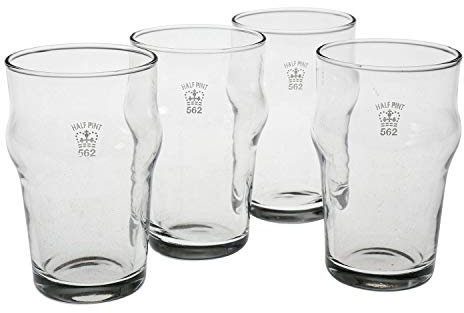 Nonic Gläser, 1/2 Pint, mit Regierungsstempel, 4 Stück