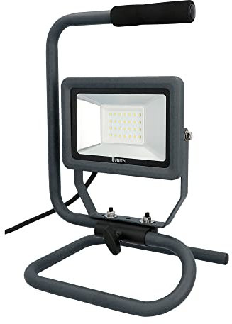 UNITEC LED Strahler tragbar 30 Watt, 2400 Lumen, 3 Meter Zuleitung, Baustrahler, 6500 Kelvin, Anthrazit, IP65, Aluminiumdruckguss, Sicherheitsglas, Energieeffizienzklasse A+