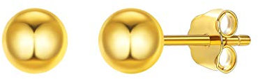ChicSilver Clous et Puces Boucle d'Oreilles Femme Boule Fermoir clou 5MM Clou d`oreille Boucle d'Oreille Boule en Argent 925 Plaqué Or Cadeau de Noel,Emballage Cadeau, Bijoux pour Elle