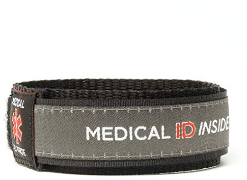 Medical ID Alert Bracelet - 3 Sizes, 4 Colours, Woven Wristband, Phone Access, Alerts Contacts - Men's & Ladies, Suits ANY Medical Conditions (Large (up to 8 wrist), Charcoal)