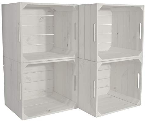 CHICCIE 4 Set Kallax Holzkiste Karl - Weiß Aufbewahrungsbox 33x38x33cm Aufbewahrungskorb Holzbox Holz Regal