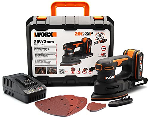 Worx WX822 Levigatrice di finitura 20V con 1 battteria da 2.0Ah