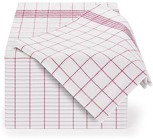 Blumtal Ensemble de torchon cusine Premium 50x70 cm en Coton - Lot de 5 - qualité certifiée Oeko-TEX - torchon Vaisselle - lavables jusqu'à 95°C - Ultra Absorbant - Design élégant à Carreaux - Rouge