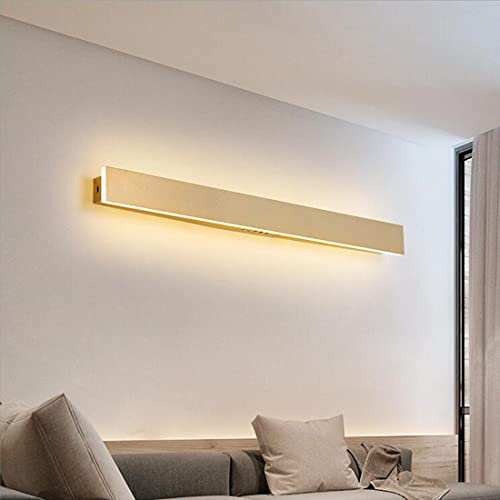LED Wandleuchte Deckenleuchte Rechteckige Flur Schlafzimmer Lampe 120cm Deckenlampe Spiegelleuchte Wohnzimmer Küchen Bar Badezimmer Minimalistische Golden Design Modern Innen Beleuchtung (Warm Licht)