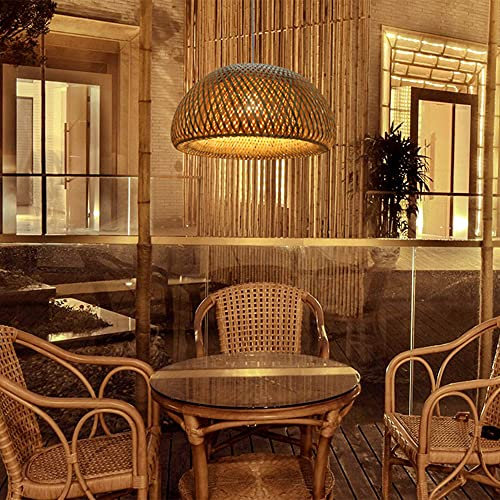 Vintage Deckenlampe Bambus Rattan - Laterne Kreative Deckenleuchte Runde Deckenleuchte E27 Retro-Leuchte LED-Für Das Schlafzimmer Restaurant Schlafzimmer Wohnzimmer Cafe Teehaus Lighting,38cm