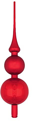 Thüringer Glasdesign Christbaumspitze Rot, matt und glänzend, ca. 31 cm, Weihnachtsbaumschmuck