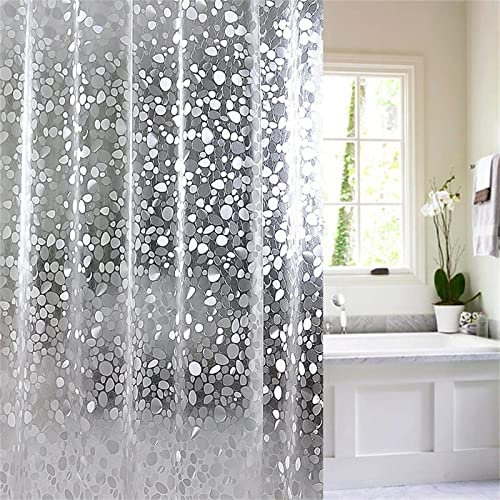 Breadom Rideaux De Salle De Bain Semi-Transparents, Rideau De Douche Anti-moisissure, Rideau De Douche en Tissu Polyester Imperméable Antibactérien Lavable en Machine(Natural,W240-H200)