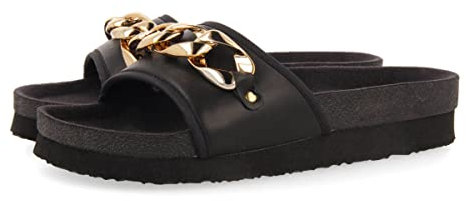 GIOSEPPO Sandalias de Pala Tipo Bio Negras con Detalle de Cadena carlinda