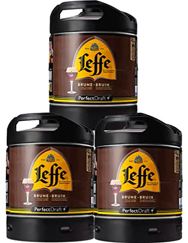 PerfectDraft Pack 3 fûts de bière de 6 litres - Compatibles avec la tireuse 15 euros de consigne INCLUS… (Leffe Brune)