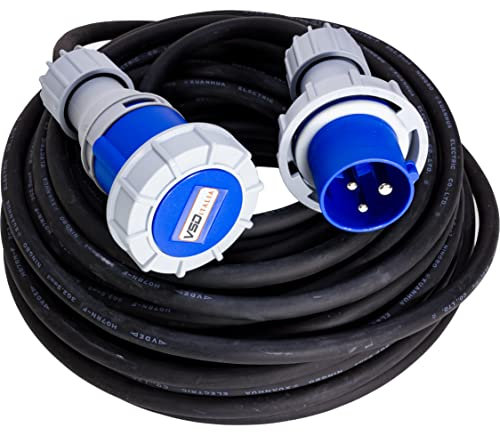 VSDITALIA - Prolunga Elettrica Industriale Professionale da 20 Metri - Spina e Presa CEE 3 Poli, Cavo 3G2.5, protezione IP67, rivestimento cavo in neoprene 230 V /16 A