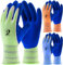 PROGANDA Gardening Gloves 3 Pairs for Men Women, Superior Grip Latex Double Coating Durable Work Gloves, Colourful Comfortable Breathable, Garden Construction Car Outdoor