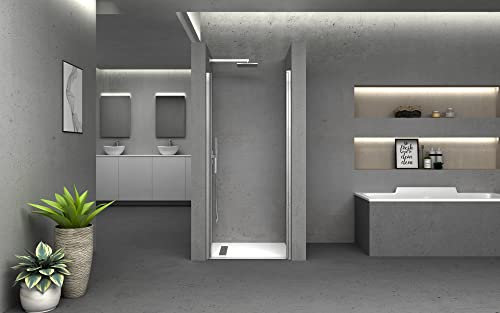 Marwell Duschtür BRIGHT 90x195 cm Duschkabine für Eck-und Nischenbau geeignet Duschabtrennung mit Abperleffekt und hochwertigen Aluminiumprofil in chrom Dusche aus Einscheibensicherheitsglas