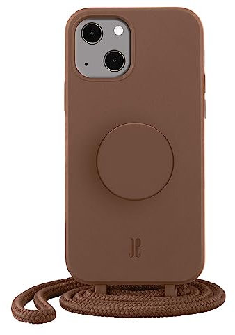 JE JUST ELEGANCE iPhone 14 Hlle - Necklace Case - Handyhlle mit Abnehmbarer Kordel und Fingerhalter (Brown Sugar)