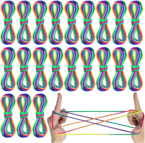 Cats Cradle String, 30Pcs Rainbow Color Finger String Toy String Hand Game Supplies Educational Game