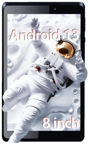 2024 Nuovo Tablet Android 13 da 8 Pollici, 4GB RAM + 32GB ROM (512GB TF), Schermo HD 1280x800 Anti-Luce Blu, Batteria 5000 mAh, Leggero ed Economico, adatto per Lavoro, Studio e Intrattenimento - Nero