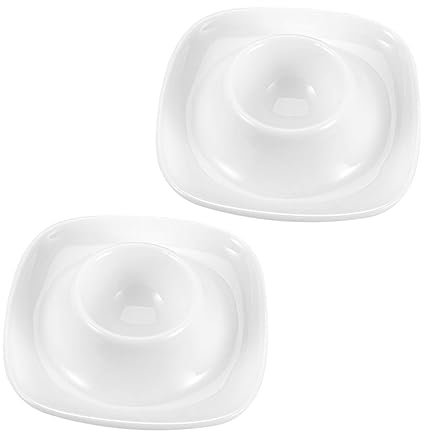 OUNONA 2pcs Creative Ceramic Egg Cup Holder Novelty Egg Cups for Household Kitchen Breakfast Use