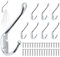 GOTRUST 8pcs Crochet de Manteau Murale Vintage Argent, Crochets de Mural Rétro Double Métal, Crochets Muraux Patère avec 32 Vis, Crochet Métal de Porte Chapeau pour Mural Salle de Bain Cuisine