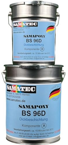 Hochbelastbare Dickbeschichtung Verlaufsbeschichtung Bodenbeschichtung für Garage, Werkstatt und Industrie SamaPoxy BS96D 30Kg (RAL 7035 Lichtgrau)