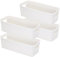 LYLIDIA 4 Stück Aufbewahrungsbox Organizer Box Behälter 30x11x9.5 cm Weiß Eng Aufbewahrung Bad Boxen Kunststoff Körbe Klein Ordnungsboxen für Küchen Badezimmer Regal Kunststoffbox
