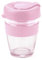 Reusable Glass Coffee Cup/Travel Mug with Lid - Heat Resistant Sleeve Surround Eco Friendly with Plugged Removable Lid (Pink)