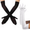 Geaanen 2 Paar Lange Handschuhe für Damen, für Halloween Cosplay Oper Hochzeit Brautparty Abschlussball (Schwarz+Weiß)